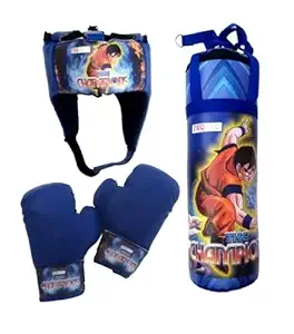 iNrange Inrrange Rockstart New arival Boxing Kit with Filled Punching Bag, Gloves and Headgear for Kids Aged 4-9 yrs (Multicolour)