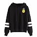 Produktbild Damen Hoodies Schwarz Mumuj Fashion Rundhals Ananas Gedruckt Langarm Kapuzenpullover Bluse Mädchen Freizeit Sweatshirt Pulli Tops Oberteile