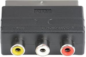 WICAREYO 3RCA Weibliche zu RGB SCART Plug Männlich Adapter Konverter Kompatibel für PS4 TV DVD VCR