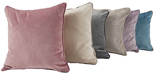 McAlister Textiles Luxury simple Matt Samt Kissen mit Ente Feder Füllmaterial, 40cm x 40cm, Beige - 5