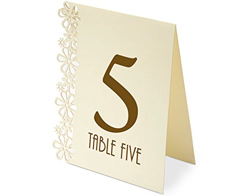 Club Green "Tisch Zahlen 2,5–38,1 cm Laser Flower, Elfenbein, 125 x 155 x 40 mm, 15 Stück
