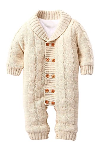 Keral Infants Baby Romper Double Breasted Christmas Knitted Sweater 12M Khaki