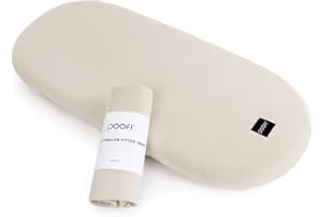 ‎POOFI Poofi Spannbettlaken für Kinderwagen Stubenwagen | Kinderbettlaken | 100% Bio-Baumwolle | Natürliche Weich und Atmungsaktiv Bettlaken | Größe 35x75 cm | Farbe Latte