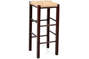 OKAFFAREFATTO MADDALONI SGABELLO SEDIA IL LEGNO NOCE SCURO H CM 70 SEDUTA QUADRATA IN PAGLIA CON PIEDI DRITTI nuovo già montato