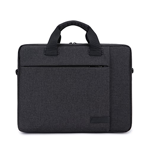 Laptop Tasche 15,6 Zoll, ShengTS Nylon Laptop Messenger Bag Umhängetasche mit Handgriff und Schultertasche mit Zubehör-Fächern und widerstandsfähigen Polsterwänden für 15-15,6 Zoll Laptop / Notebook / MacBook / Ultrabook / Chromebook Computers,Schwarz - 5
