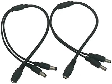 IKSACE DC Power Connector 1 Female to 2 Male 5.5mm X 2.1mm DC Splitter Cable,DC Power Supply Branch Cable for CCTV Camera,LED Strip Light DC Splitter(1 to 2,2pcs)
