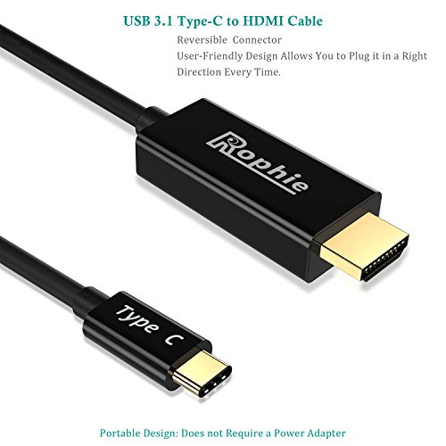 Rophie USB-C auf HDMI Kabel(1.8M) USB 3.1 Typ C zu HDMI Kabel, HD 3840×2160 (4k), (Thunderbolt 3 kompatibel)für MacBook Pro, MacBook 12 „(2015/2016), ChromeBook Pixel, Huawei MateBook und andere - 2