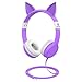 Price comparison product image iClever Kids Headphones, 85 db Volume limiting hearing protection on Ear children Headphones for Boys and Girls's gift, Kid Friendly Cat Headphones for Kindle Fire, Samsung, iPad Tablets [Big Purple]