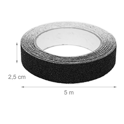 5 x Antirutsch Klebeband 25 mm, Rutschfestes Strukturband, Antirutschband 5 m, Wasserfest, Für Innen- und Außenbereich, schwarz - 3