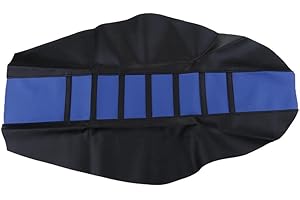Housse De Selle Souple pour Moto Comfort Gripper pour Dirt Bike Enduro avec Rayure Noire - Bleu