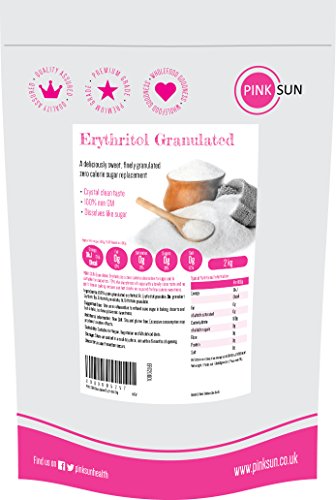 PINK SUN Eritritolo 2kg Naturale Dolcificante Cristalli Sostituto Dello Zucchero Alternativo Zero Calorie Senza Glutine Vegano Vegetariano Basso Contenuto di Carboidrati Non OGM Erythritol Bulk