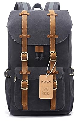 EverVanz Sac à dos EverVanz grande taille en toile, pour randos, voyages ou école, peut accueillir un ordinateur 15 pouces