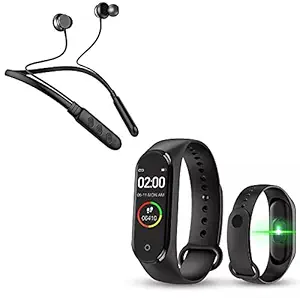 Texton (Today Only Deal with 5 Year Warranty) Waterproof M5 Smart Band Fitness HR, Activity Tracker,Calorie Counter, BP, & OLED Touchscreen with X8 Earphone in-Ear Headphone Sports Earbud Headset