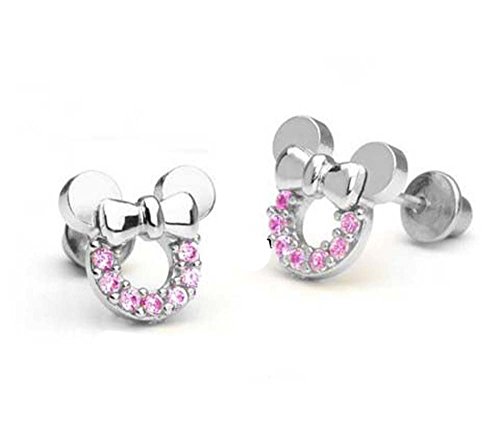 findout Cubic Zirkonia Sterling Silber hohl Mickey Mouse Ohrringe .Für Frauen Mädchen. (F1696)