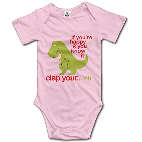 Baby Infant Boy Girl Funny Dinosaur Joke One-Piece Short Sleeve Romper / Bodysuit / Onesie Pink 6 M
