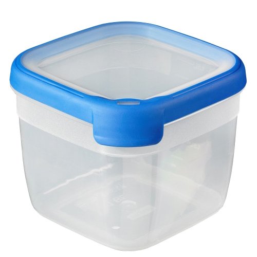 Curver 00016-082-00 Quadratische Frischhaltedose New Grand Chef, 1,8 L, transparent / blau