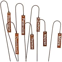 ARTECSIS 7er Set Kräuterschilder Kräuterstecker Pflanzenschilder Beschriftung Kräuter aus Metall mit Edelrost