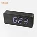 Produktbild Hölzerne Bett leuchtende Uhr Wecker Schlafzimmer Uhren und faul kreative Mode LED hölzerne Uhr stummschalten,Große schwarze Leder weiß