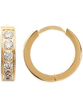 Isady – Jenny Gold - Damen Ohrringe – Kreolen – 18 Karat (750) Gelbgold platiert - Zirkonia Transparent