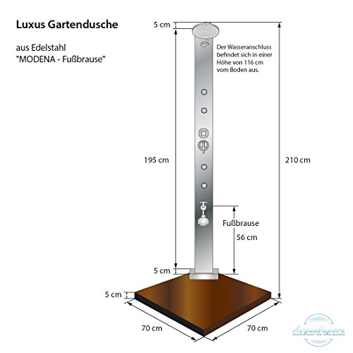 AcquaVapore Modena Pooldusche Dusche Gartendusche EDELSTAHL, Farbe:Black-Teak - 6