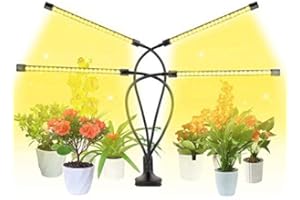 LEMENG Lámpara de Plantas, Lámpara de Cultivo de Plantas Iluminación Hortícola, Luz de Planta de 80 LED 4 Cabezales Temporizador Automático Lámpara de Crecimiento de Espectro Completo, para Jardinería Bonsai