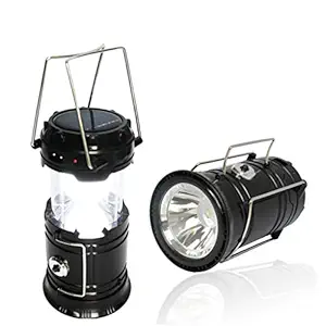 Mantavya LED Solar Emergency Light Bulb Lantern, USB Mobile Charging, Travel Camping Lantern Black