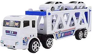 Maruti Fashion Kid Toy Plastic Police Truck with 4 Mini Police Cars Toy Vehicles for Children (Multi)