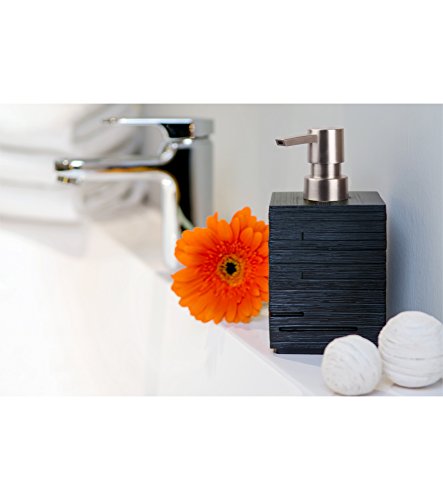 Seifenspender, viele schöne Seifenspender zur Auswahl, hochwertige und stabile Qualität mit Edelstahlpumpe, modernes Design (Calero Black) - 4