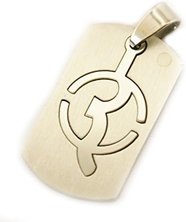 Mens or Womens Unisex Stainless Steel Curved Rectangular Cut Out Design Pendant on 18 inch Black Cord Necklace Fashion Jewellery