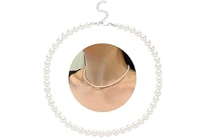 Hipwope Pearl Necklaces For Women Fake Pearl Necklace Choker For Girls White Pearl Necklace Costume Women's Pearl Strand Necklaces 14/16/18/20 inch Length Pearl Necklace