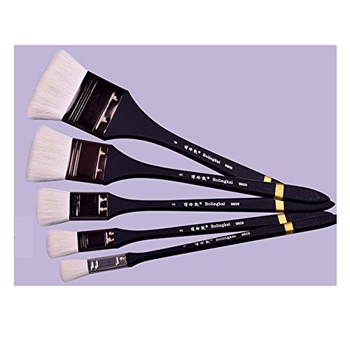 ehao Große Fläche Pinsel Set-5-teilig Wolle Bürstenkopf Holzgriff Pinsel Set für Acryl, Öl, Aquarell. 1 Jahr Garantie. - 3