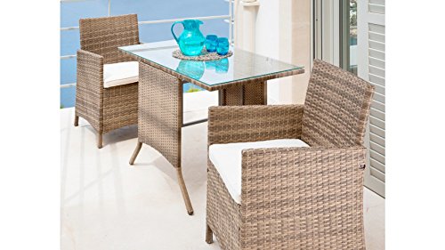 baumarkt direkt Gartenmbelset Treviso, 5-tgl., 2 Sessel, Tisch114x64 cm,Polyrattan, natur hellbraun
