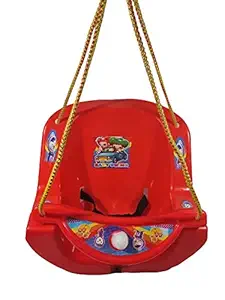 KOLCY- Hanging Solid Plastic Swing Chair/JHULA Weight Capacity Upto 20 KG for Kids Home, Balcony (RED Color)