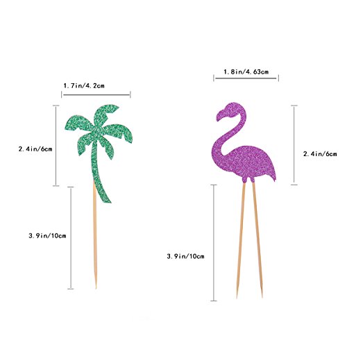 OUNONA 12 Stück Hawaii Cake Toppers Flamingo Ananas Deko Picker - 4