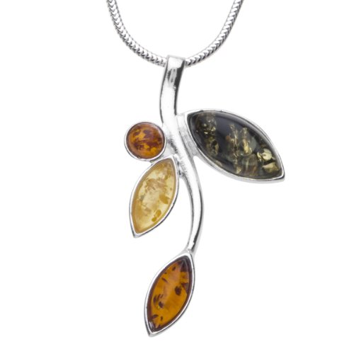 InCollections Damen-Anhnger 925/000 Sterlingsilber mit Bernstein inklusive Schlangenkette 1,2/42 cm 242A204007340