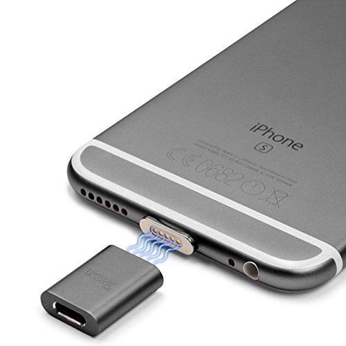 Original Urcover® Tech Snap Adapter Set Magnetisches iPhone Lightning Kabel Adapter Grau Snap [ FAST CHARGING ] für Apple Smartphones iPhone