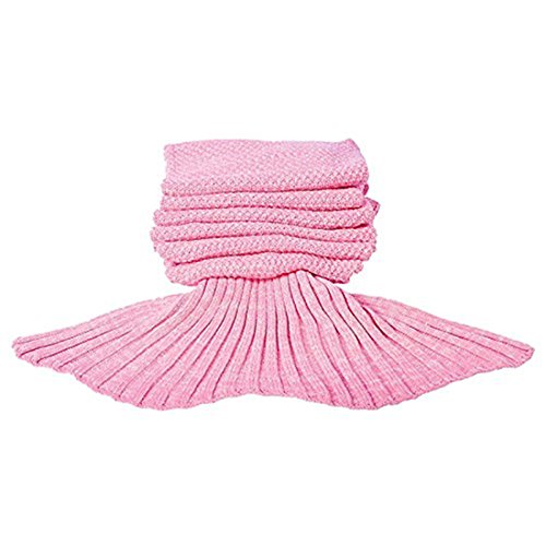 KiKi Monkey Multi-Größe handgemachte gestrickte Mermaid Schwanz-Decken-Sofa Schlafsäcke All Seasons für Erwachsene Kinder (M, PINK) - 5