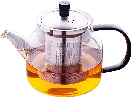 Xiazhi Clear Borosilicate Glass Teapot, Glass Teapot with Stainless Steel Infuser, Glass Stovetop Kettle,550ml