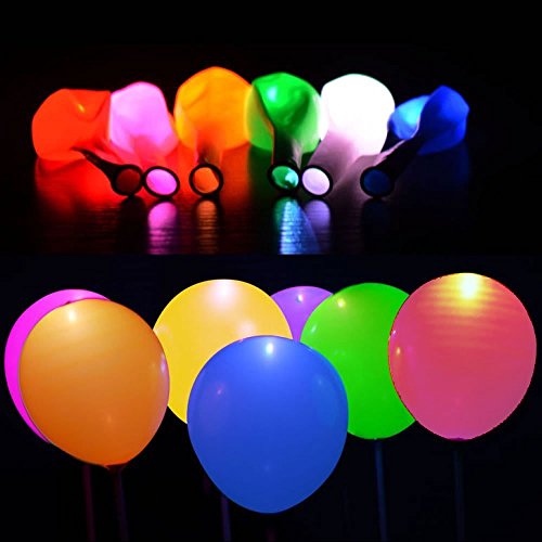 WEISLI LED Leuchtende Luftballons Blinkende Party Weihnachten Ballons 24 Stück – Gemischte Farbe mit Ribbon für Geburtstag Hochzeit Festival Party - 3