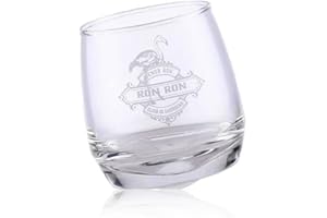 EST.2020 SEŃOR RON RON RON ELIXIR DE CARIBBEAN Ron Ron verre à rhum de qualité supérieure Édition limitée motif flamant rose 270 ml Verre gravé laser Passe lave-vaisselle Rhum whisky cocktails Hauteur 88 mm