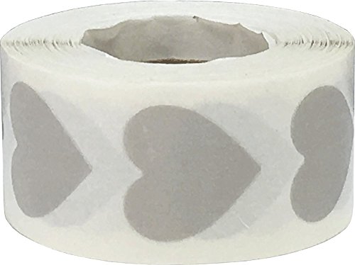 Gris Corazon Pegatinas, 19 mm 3/4 Pulgada de Ancho, 500 Etiquetas en un Rollo