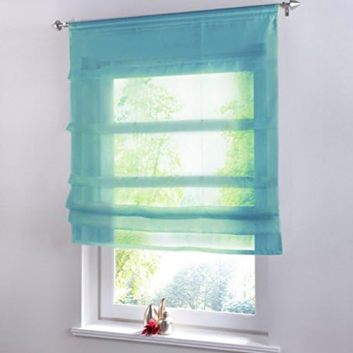 Yujiao Mao 1Pcs Tab Top Roman Blinds Ready Made Kitchen Curtain Valance Short Curtains Semi Sheer Window Curtain