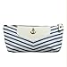 Produktbild Mäppchen Canvas,iSpchen Mäppchen Federtasche Vintage Navy Style Striped Canvas Streifen Kosmetik Make-up Taschen für Mädchen Hellblau