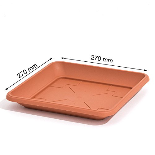 1 Blumenkübel Blumentopf + Untersetzer braun 30 x 30 cm - 3