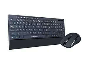 Gofreetech GFT-S002 2.4G Wireless Keyboard Mouse Combo, Plug & Play, 10 Metre Range, DPI 800/1200/1600, Ergonomic Design, Spill Proof Keyboard, Black