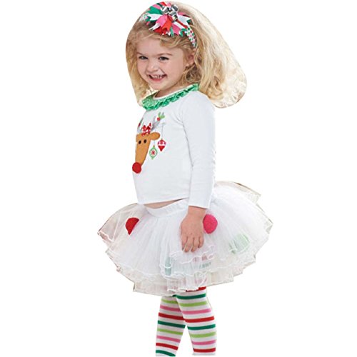 Atdoshop(TM) Baby Girls Cute Christmas Infant Toddler Santa Elk Cake Dress 2 Pieces (90)