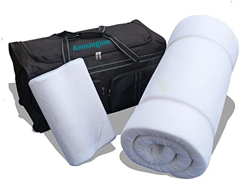 Prima Comfort Portable Memory Foam Travel Mattress Topper & Pillow-The Kensington - 7 DAY MONEY BACK GUARANTEE!! Mattress 70cm (W) x190cm (L) x 5cm with Standard cover and Wheeled holdall