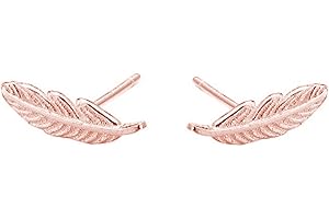 SLUYNZ 925 Sterling Silver Feather Studs Earrings for Women Girls Leaf Studs Earrings Small Earrings Tiny Studs