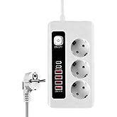SMAYLİNG 3500W Akım Korumalı &Ccedil;oklu Priz - 3 Priz Girişi, 2 Type-C + 4 USB Port, PD 18W Hızlı Şarj, A&ccedil;ma/Kapama Anahtarı, 2 Me