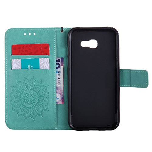 für Smartphone Samsung Galaxy A5 2017 Hülle, Leder Tasche für Samsung Galaxy A5 2017 Flip Cover Handyhülle Bookstyle mit Magnet Kartenfächer Standfunktion ( + Staubstecker) - 3